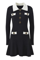 Jessica Bara Jasmine Gold Button Collared Long Sleeve Mini Dress