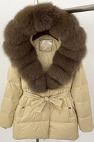 Jessica Bara Desira Fur Hooded Belted Coat