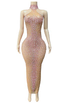 Jessica Bara Salome High Neck Halter Crystal Gown
