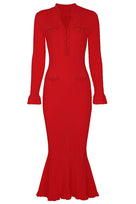 Jessica Bara Flamara Knit Long Sleeve Maxi Dress