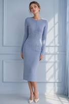 Jessica Bara Sersie Knit Long Sleeve Midi Dress