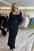 Jessica Bara Zerana Top and Cardigan with Midi Skirt Three Piece Set
