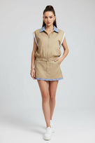 Jessica Bara Lulu Plaid Vest and Mini Skort Two Piece Set