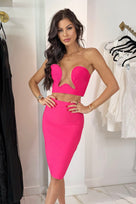 Jessica Bara Velly Bodycon Top and Midi Skirt Two Piece Set
