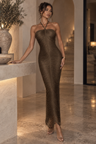Jessica Bara Alaiza Fringe Halter Neck Maxi Dress