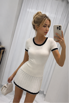 Jessica Bara Amoren Knit Pleated Top And Skirt Two Piece Set