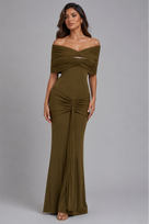 Jessica Bara Avendi Off The Shoulder Ruched Gown