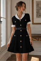 Jessica Bara Avidesh Gold Button Belted Mini Dress