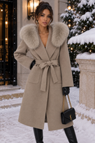 Jessica Bara Azik 2 Fur Belted Long Coat