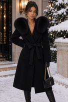 Jessica Bara Azik 2 Fur Belted Long Coat