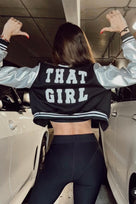 Jessica Bara Brayden "That Girl" Metallic Bomber Jacket As Seen On Carolina Delgado