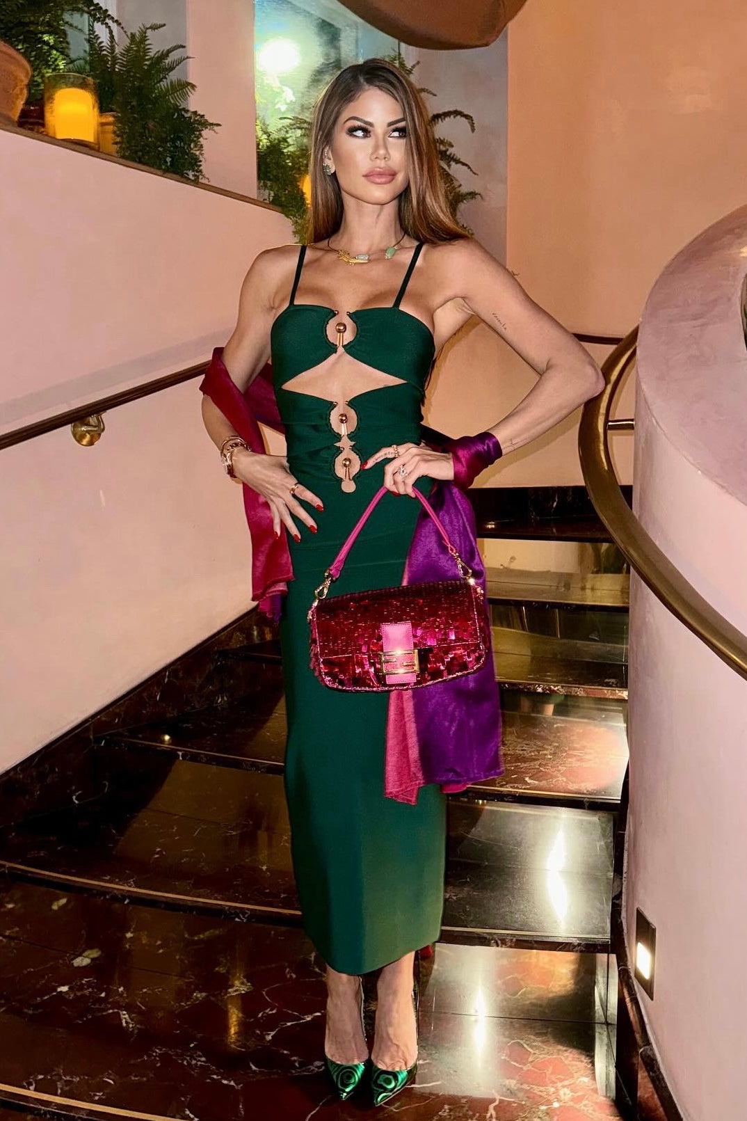 Jessica Bara Genevieve Bandage Midi Dress with Gold Hardware As Seen O –  JESSICA BARA