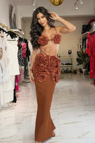 Jessica Bara Winsel Flower Bra Top and Maxi Skirt Two Piece Set
