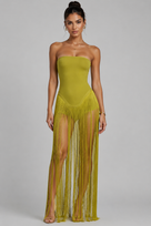 Jessica Bara Alia Strapless Tube Fringe Maxi Dress
