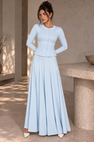 Jessica Bara Jenelle Knit Long Sleeve Top and Maxi Skirt Two Piece Set
