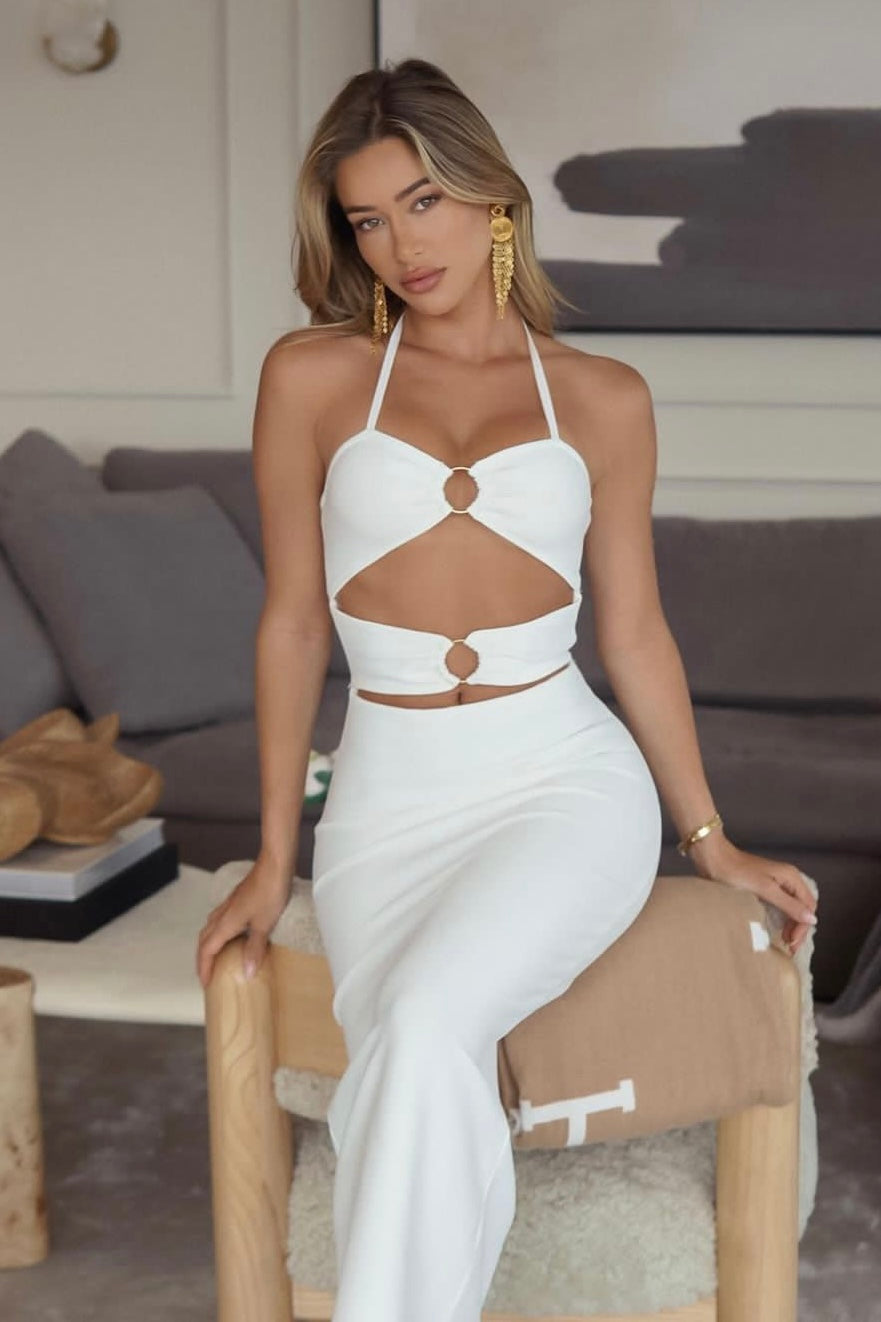 Jessica Bara Chrissy Halter Cut Out Maxi Dress Jessica Bara Chrissy Halter Cut Out Maxi Dress