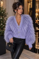 Jessica Bara Dolores Bow Button Fur Coat