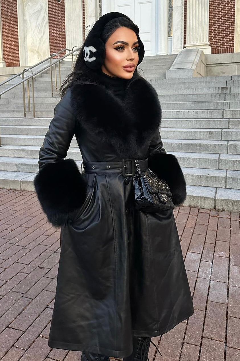 Jessica Bara Franny Leather Fur Long Coat – JESSICA BARA