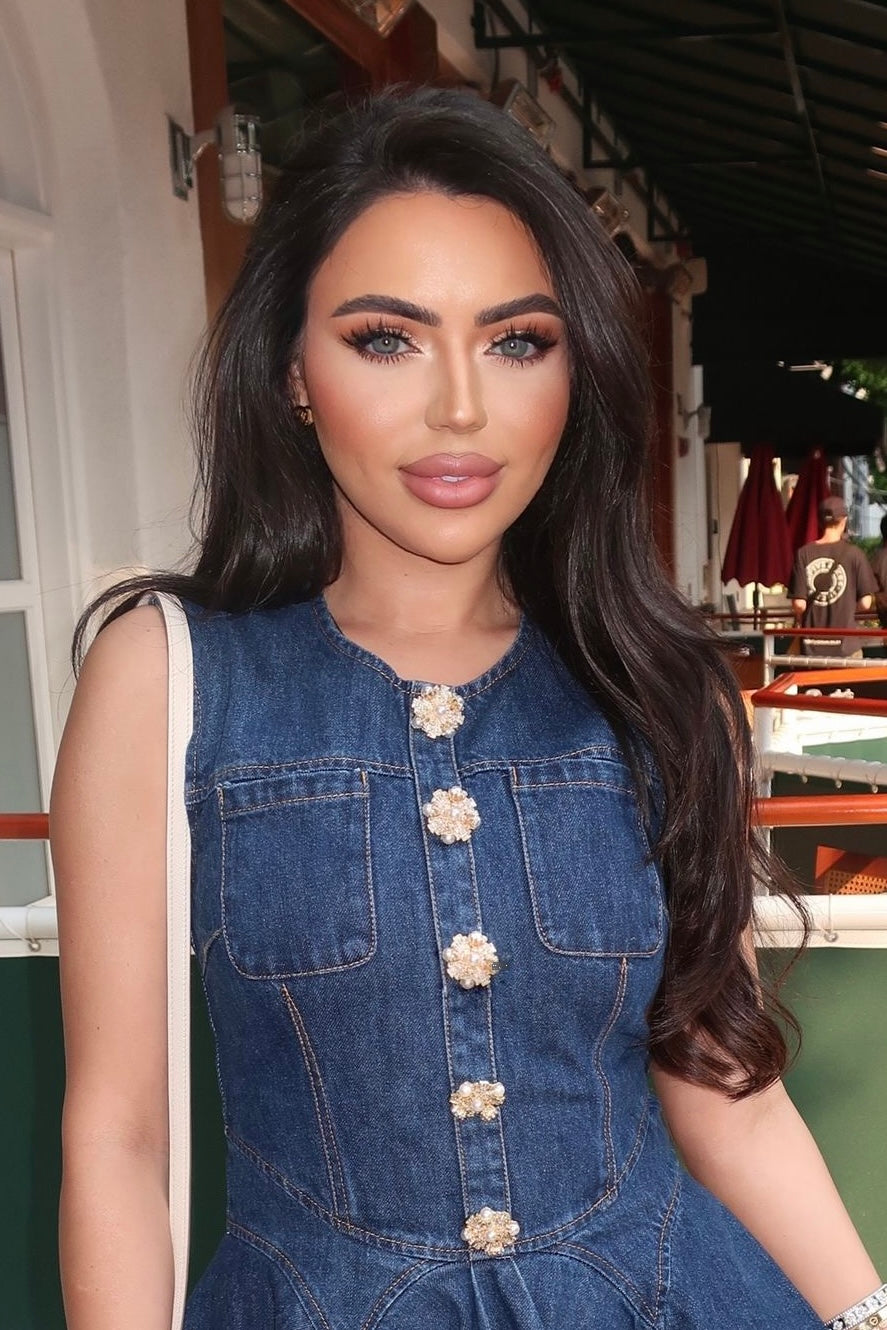Jessica Bara Landie Denim Gold Button Mini Dress – JESSICA BARA