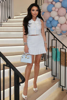 Jessica Bara Tonnie Tweed Bow Top And Mini Skirt Two Piece Set