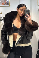 Jessica Bara Carosel Fur Leather Coat