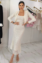 Jessica Bara Tarmesh Sparkle Knit Cardigan and Maxi Dress Two Piece Set