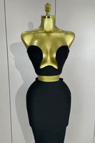 Jessica Bara Velly Bodycon Top and Midi Skirt Two Piece Set