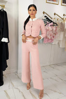Jessica Bara Kava Knit Long Sleeve Top and Pants Two Piece Set