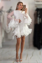 Jessica Bara Akesha Long Sleeve Flare Ruffle Mini Dress