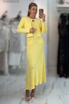 Jessica Bara Zarmesh Knit Cardigan and Maxi Dress Two Piece Set