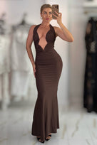 Jessica Bara Halene Halter Neck Cut Out Maxi Dress