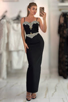 Jessica Bara Itara Crystal Corset Maxi Dress