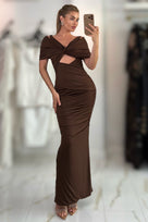 Jessica Bara Fershel Off The Shoulder Cut Out Maxi Dress
