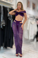 Jessica Bara Novara Bra Top and Cut Out Mesh Maxi Skirt Two Piece Set