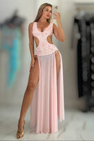 Holt Miami X JB Vada Floral Cut Out Slit Gown