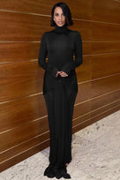 Jessica Bara Adara Turtleneck Tie Front Long Sleeve Maxi Dress
