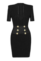 Jessica Bara Carolyn Gold Button Short Sleeve Mini Dress As Seen On Sylwia Graff