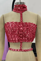 Jessica Bara Kim Crystal Halter Crop Top