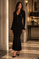 Jessica Bara Gannel 2 Long Sleeve Collared Maxi Dress