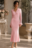 Jessica Bara Gannel 2 Long Sleeve Collared Maxi Dress