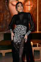 Jessica Bara Yurei Long Sleeve Crystal Gown