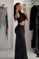 Jessica Bara Tellie Cut Out Ruched Maxi Dress