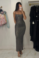 Jessica Bara Azalan Crystal Ruched Backless Gown