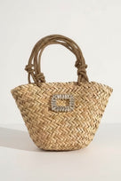 Jessica Bara Bebsi Straw Crystal Strap Tote Bag