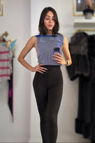 Jessica Bara Asher Sleeveless Crystal Mesh Top