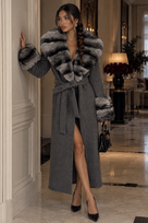 Jessica Bara Adeya 2 Fur Belted Long Coat