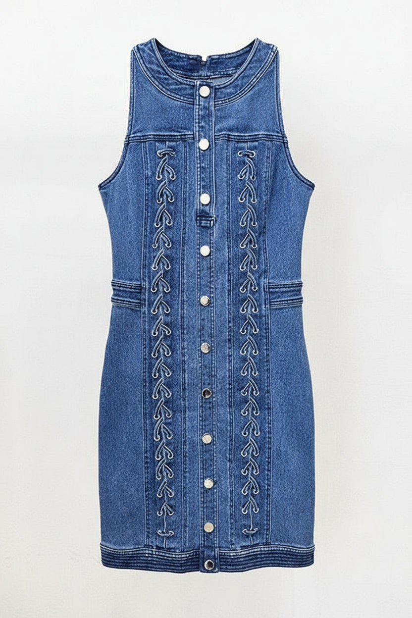 Jessica Bara Agora Denim Button Up Mini Dress