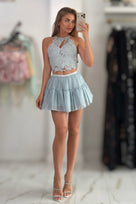 Jessica Bara Akie Halter Top and Mini Skirt Two Piece Set