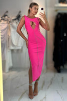Jessica Bara Aklora Cut Out Slit Maxi Dress