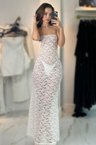Jessica Bara Aleyah Lace Strapless Tube Maxi Dress